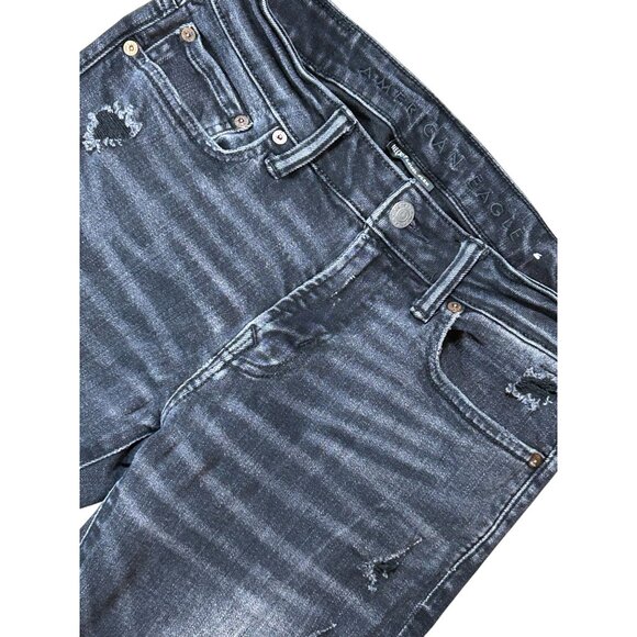 AE Men's Ne(x)t Level Flex Skinny Jeans in Ripped/Patched Washed Black Size 30x3 - Picture 4 of 7